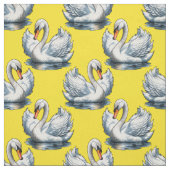 Swan Birds Pattern Design On Yellow  Stof (Swatch)