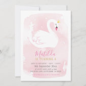 SWAN BIRTHDAY PARTIJ  elegant goud bleek roze Kaart (Voorkant)