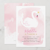 SWAN BIRTHDAY PARTIJ  elegant goud bleek roze Kaart (Voorkant / Achterkant)