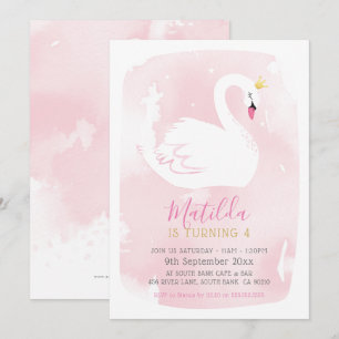 SWAN BIRTHDAY PARTIJ elegant goud bleek roze Kaart