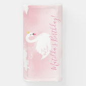 SWAN BIRTHDAY PARTIJ  elegant goud bleek roze Spandoek (Verticaal)