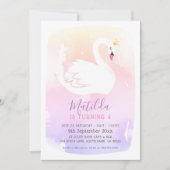 SWAN BIRTHDAY PARTIJ elegante pastelregenboog Kaart (Voorkant)