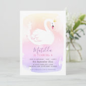 SWAN BIRTHDAY PARTIJ elegante pastelregenboog Kaart (Staand voorkant)