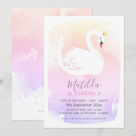 SWAN BIRTHDAY PARTIJ elegante pastelregenboog Kaart