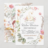 Swan Birthday Uitnodiging (Voorkant / Achterkant)