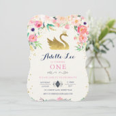 Swan Birthday Uitnodiging (Staand voorkant)