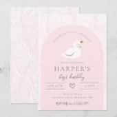 Swan Birthday Uitnodiging | Uitnodigingen van Swan (Voorkant / Achterkant)