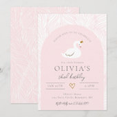 Swan Birthday Uitnodiging | Uitnodigingen van Swan (Voorkant / Achterkant)