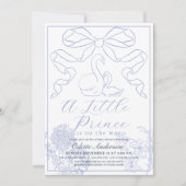 Swan Blue Toile de Jouy Boy Baby shower Kaart (Voorkant)