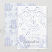 Swan Blue Toile de Jouy Boy Baby shower Kaart (Voorkant / Achterkant)