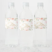 Swan Blush Bloemen Baby shower Verjaardagsfeestje Waterfles Etiket (Flessen)