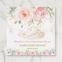 Swan Blush Floral Baby shower Verjaardag Dank u