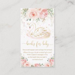 Swan Blush Roze Bloemen Baby shower Boeken voor Ba Informatiekaartje