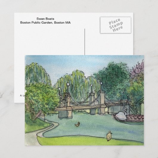 Swan Boats Boston Public Gardens Briefkaart (Voorkant / Achterkant)