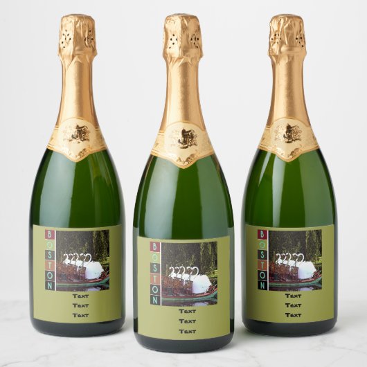Swan Boats in Summer - Boston Label Sparkling Wijnetiket (Flessen)