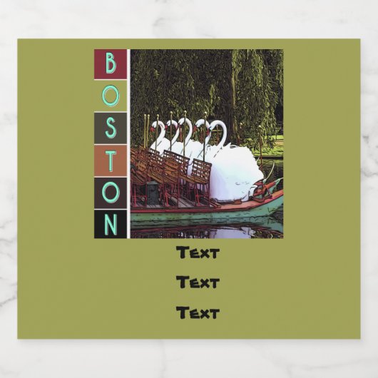 Swan Boats in Summer - Boston Label Sparkling Wijnetiket (Enkel label)