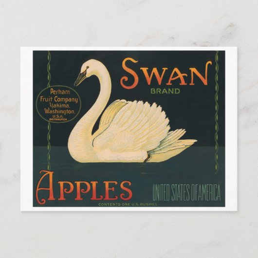Swan Brand Apples Krat Label Briefkaart (Voorkant)