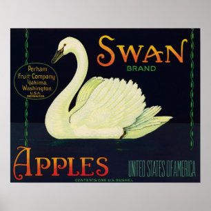 Swan Brand Apples Krate Label Poster