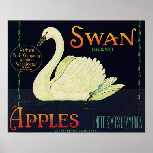 Swan Brand Apples Krate Label Poster (Voorkant)