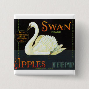 Swan Brand Apples Vierkante Button 5,1 Cm