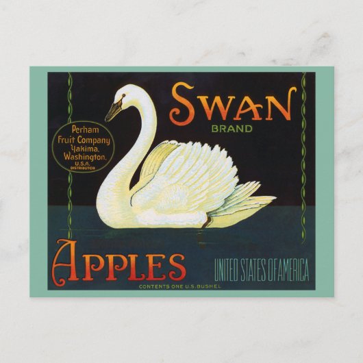 Swan Brand Apples Washington State Crate Label Briefkaart (Voorkant)