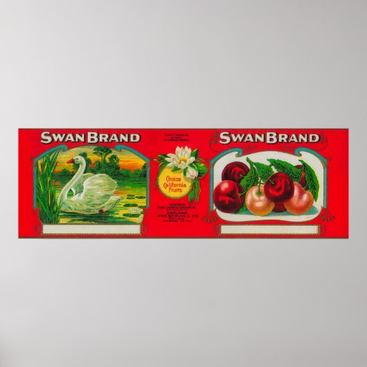 Swan Cherry Label Oakland, CA Poster (Voorkant)