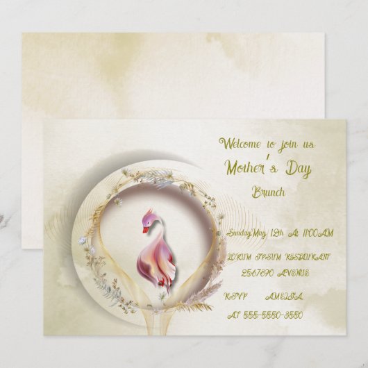 Swan chique MOEDER feest Kaart (Voorkant / Achterkant)