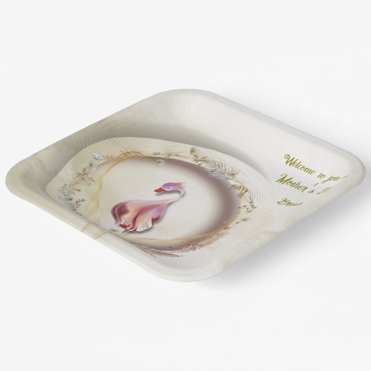 Swan chique MOEDER feest Papieren Bordje (Gebogen)