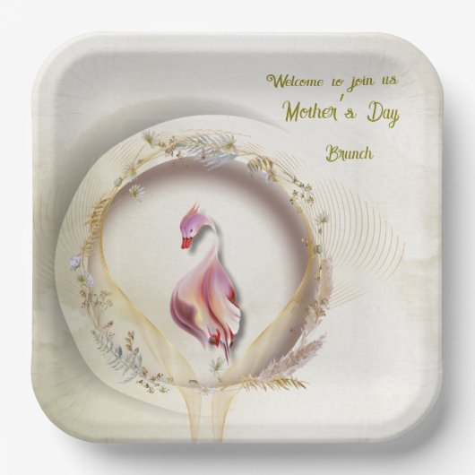 Swan chique MOEDER feest Papieren Bordje (Voorkant)