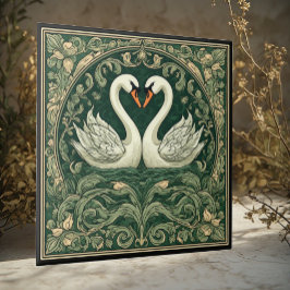 Swan Couple Art Nouveau Decorative Wall Accent Tegeltje
