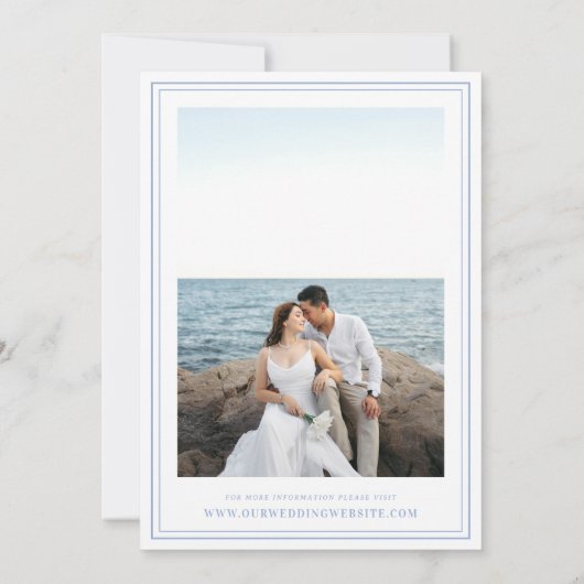 Swan Crest Monogram Coastal Blue Wedding Kaart (Achterkant)