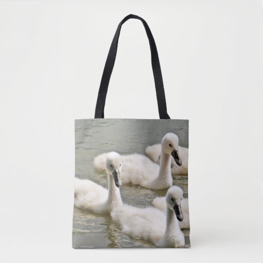 Swan Cygnets Swimming Tote Bag (Voorkant)