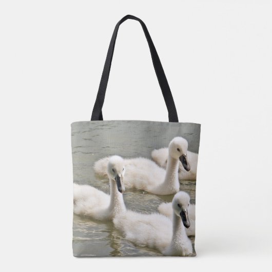 Swan Cygnets Swimming Tote Bag (Achterkant)