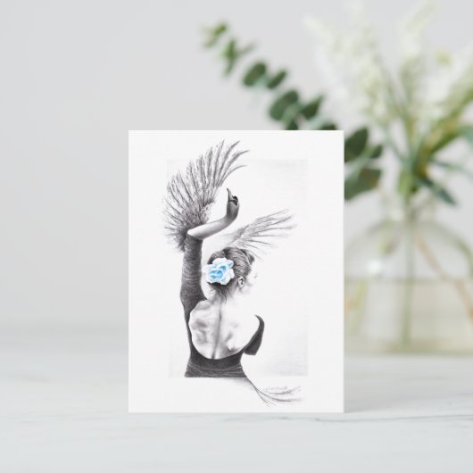 Swan dansende vrouw ballet Surreal-tekenkunst Briefkaart (Staand voorkant)