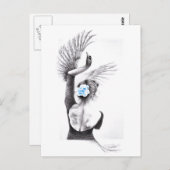 Swan dansende vrouw ballet Surreal-tekenkunst Briefkaart (Voorkant / Achterkant)