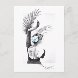 Swan dansende vrouw ballet Surreal-tekenkunst Briefkaart