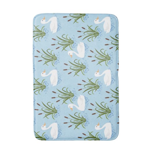 Swan Duck Pond Pattern Badmat (Voorkant Verticaal)