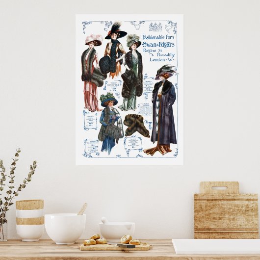 Swan & Edgar's fashionable Furs #A Poster (Keuken)