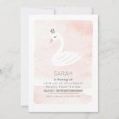Swan Elegant Pink Birthday Uitnodiging (Voorkant)