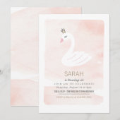 Swan Elegant Pink Birthday Uitnodiging (Voorkant / Achterkant)