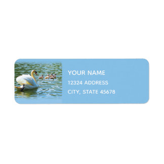 Swan en Cygnets Blue Return Address Label