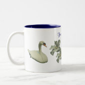 Swan en Hibiscus flower, gepersonaliseerd Tweekleurige Koffiemok (Links)
