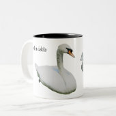 Swan en Hibiscus flower, gepersonaliseerd Tweekleurige Koffiemok (Voorkant links)