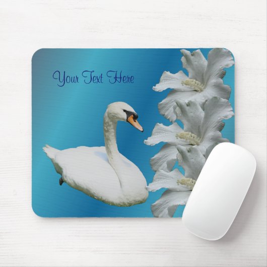 Swan en Hibiscus Natuur Mousepad Muismat (Met muis)