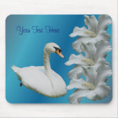 Swan en Hibiscus Natuur Mousepad Muismat (Voorkant)