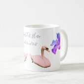 Swan en Single Hibiscus Flower, gepersonaliseerd Koffiemok (Voorkant rechts)
