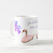 Swan en Single Hibiscus Flower, gepersonaliseerd Koffiemok (Voorkant links)