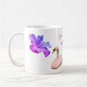 Swan en Single Hibiscus Flower, gepersonaliseerd Koffiemok (Links)