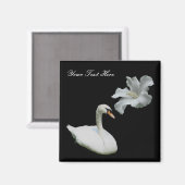 Swan en White Hibiscus Flower Magnet (Voorkant / Achterkant)