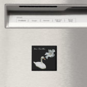 Swan en White Hibiscus Flower Magnet (Insitu (Vaatwasser))